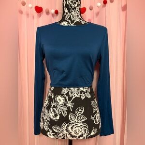 Women's Long Sleeve Cropped Top - Blue